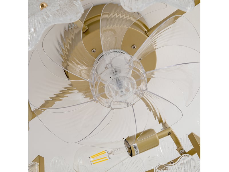  Ventilateur de plafond 20 pouces avec abat-jour en cristal de verre, pales abs, moteur dc silencieux et économe en énergie, 6 vitesses, marche avantarrière, commande par app et télécommande  - Conforama E