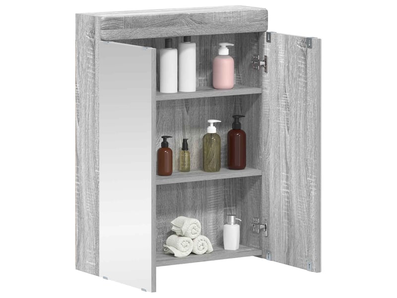 Amoire de salle de bain avec miroir, cabinet de salle de bain tulum sonoma gris cf64964 - Conforama C