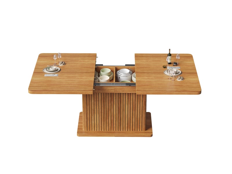 Table à manger extensible avec rangement 160x80x76 cm marron foncé - Conforama R