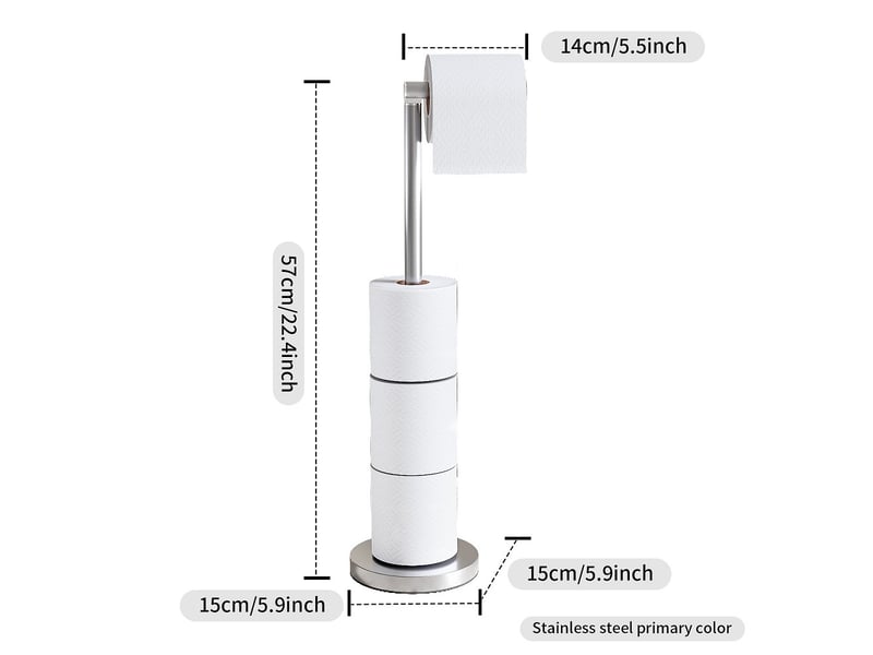  Support papier toilette 2en1, porte papier toilette et dérouleur papier toilette, acier inox 15x15x57cm  - Conforama A