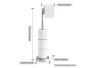 Support papier toilette 2en1, porte papier toilette et dérouleur papier toilette, acier inox 15x15x57cm