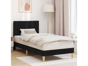 Lit adulte, lit simple, cadre de lit avec tête de lit noir 90x190cm tissu cf3367
