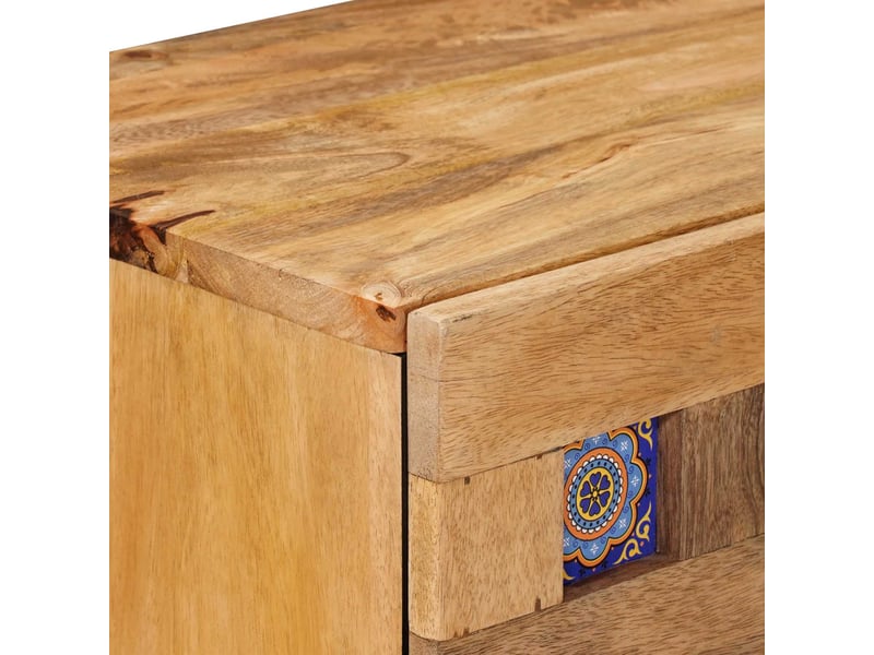 Table de chevet - cabinet de chevet - table de nuit naturel 50 x 33 x 60 cm bois de mangue massif - Conforama E