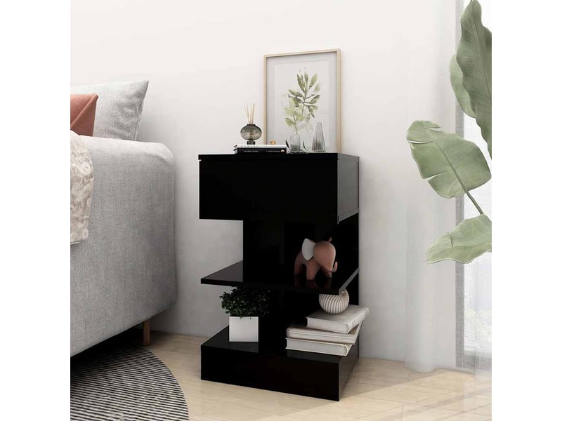  Table de chevet - cabinet de chevet - table de nuit noir 40x35x65 cm bois d’ingénierie  - Conforama B