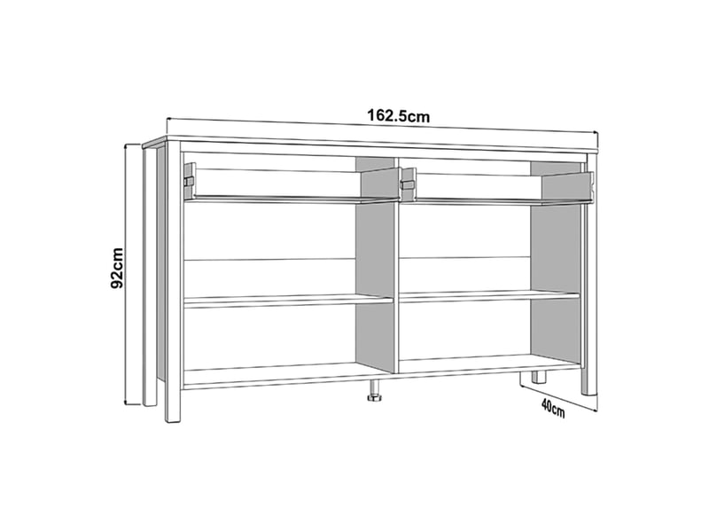  Buffet belve, commode 3 étagères, 163x40x92h cm blanc mat Belve - Conforama D