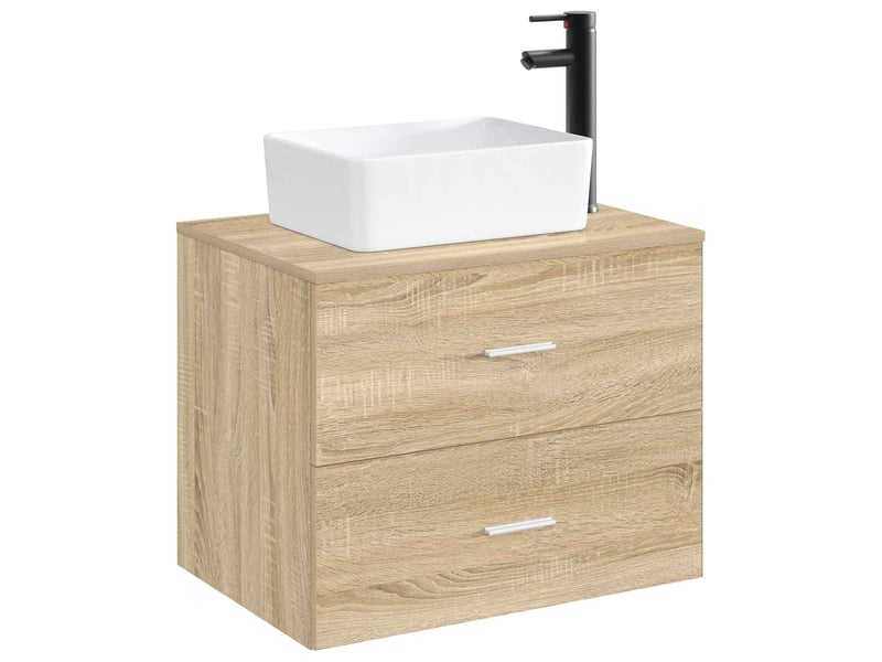 Lavabo de salle de bain avec robinet et évacuation noir mat shl6358 - Conforama C