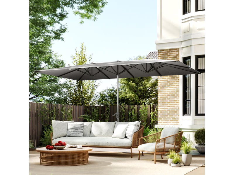 Parasol de jardin extérieur gris foncé 451x264x264cm - Conforama C