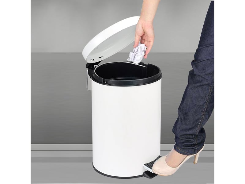  Poubelle à pédale pour salle de bain, capacité 3l, mini poubelle ronde  - Conforama C