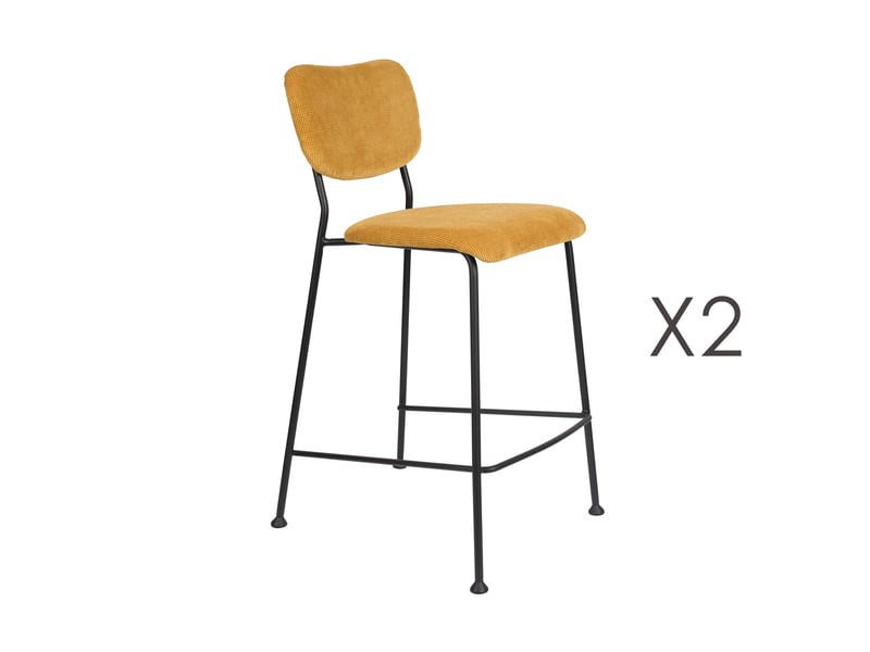  Lot de 2 tabourets de bar h65 cm en tissu ocre - benson  - Conforama A