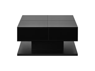 Table basse relevable brillante avec tiroirs, couvercle rabattable et led contrôlée par appli