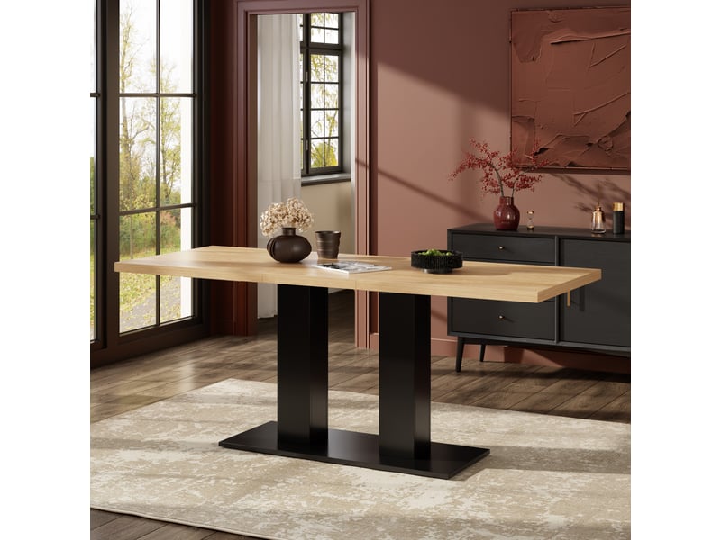 Table extensible 4 à 8 personnes pour salle à manger en mdf 140180×70 cm bois naturel - Conforama D