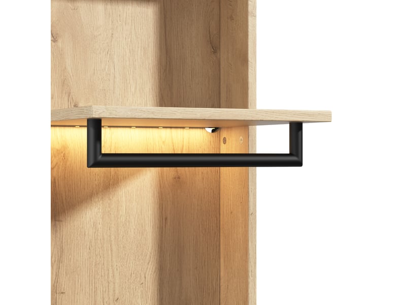 Armoire garde-robe avec éclairage led et tiroir à bijoux 45 x 47 x 200 cm – 1 tringle, 2 compartiments de rangement, mdf finition bois clair  - Conforama E