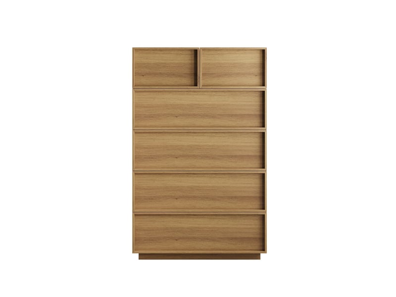  Commode à 6 tiroirs, 80 x 48 x 127 cm, design minimaliste sans poignées, glissières métalliques, coloris chêne  - Conforama A