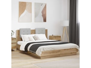 Lit adulte, lit double, cadre de lit avec tête de lit chêne artisanal 140x200cm cf2526