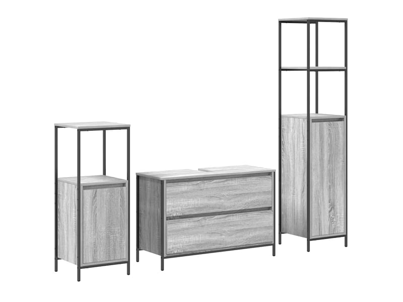 Ensemble de mobilier de salle de bain 3 pc gris sonoma cf64387 - Conforama A