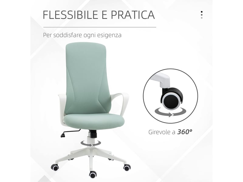  Chaise de bureau ergonomique rembourrée verte, hauteur réglable et bascule, 62 x 56 x 110-119,5 cm  - Conforama W
