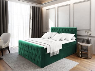 Lit avec rangement 140x200 cm <strong>MASSENO</strong>  <strong></strong> coloris vert