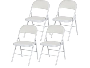 Lot de 4 chaises pliantes rembourrées en similicuir blanc