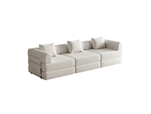 Canapé-lit modulable 2-en-1 en chenille, avec rangement dans les accoudoirs, structure métallique et configuration libre - kaki