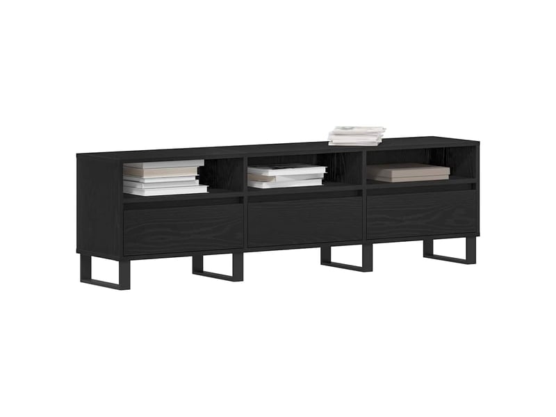  Meuble tv - banc tv - meuble de rangement 150 x 30 x 44,5 cm chêne noir bois d'ingénierie  - Conforama C