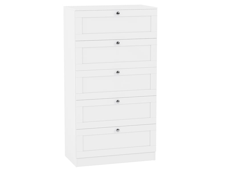 Commode altino 5 tiroirs, chambre, rangement vêtements, meuble, 121x65x36cm, blanc 3332184 - Conforama A