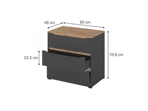 Commode 1 tiroir(s) <strong>VICCO</strong> <strong></strong> coloris gris largeur 80 cm