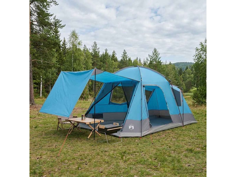  Tente de camping, tente cabane 8 personne bleu polyester et acier shl67005  - Conforama B