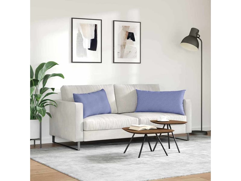  Lot de 2 coussins de canapé, coussins décoratifs tissu bleu denim 80 x 40 cm cf58792  - Conforama D