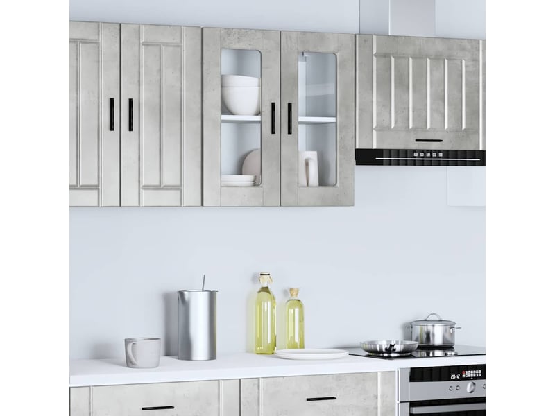  Meuble de rangement, armoire murale de cuisine avec porte en verre porto gris béton shl794  - Conforama B