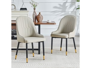 Ensemble de 2 chaises pu gris chaud – dos à motif éclair, résistant à l'eau, entretien facile — cuisine, café ou pro