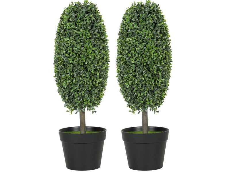  Lot de 2 plantes artificielles en pot 60 cm – vert – feuillage résistant aux uv, décoratif et sans entretien  - Conforama D