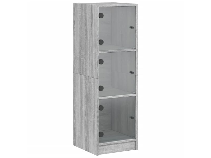  Buffet - bahut - meuble de rangement avec portes en verre sonoma gris 35x37x109 cm  - Conforama A