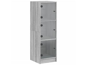 Buffet - bahut - meuble de rangement avec portes en verre sonoma gris 35x37x109 cm