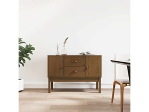 Buffet - bahut - meuble de rangement marron miel 110x40x78 cm bois massif de pin