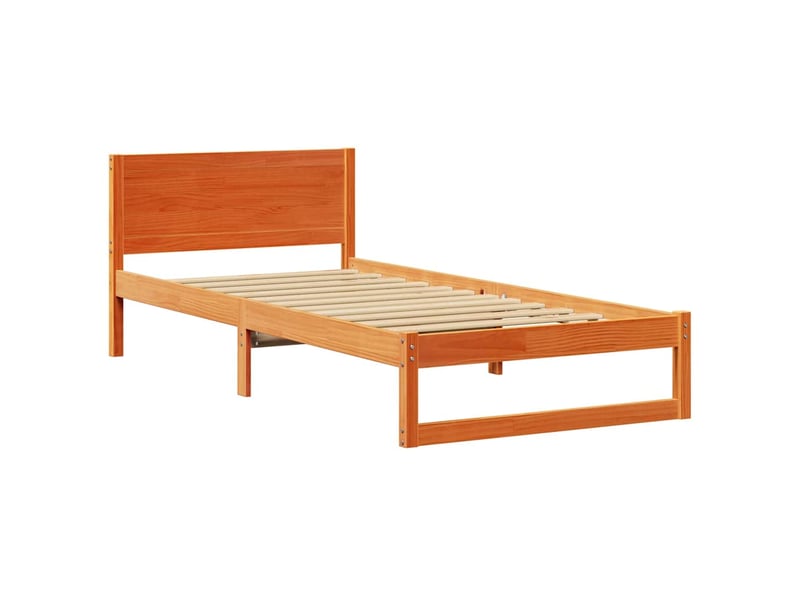 Lit simple- lit adulte - cadre de lit avec tête de lit brun 80 x 200 cm pin massif - Conforama C