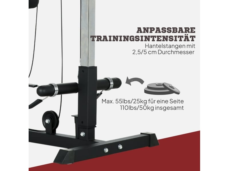 Station de musculation à poulie 140x108x197 cm résistance réglable métal noir  - Conforama B