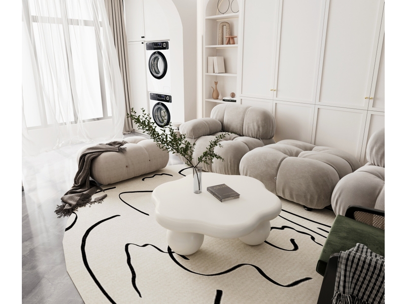  Table basse en forme de pétale blanc crème, 79 x 79 x 31 cm  - Conforama D