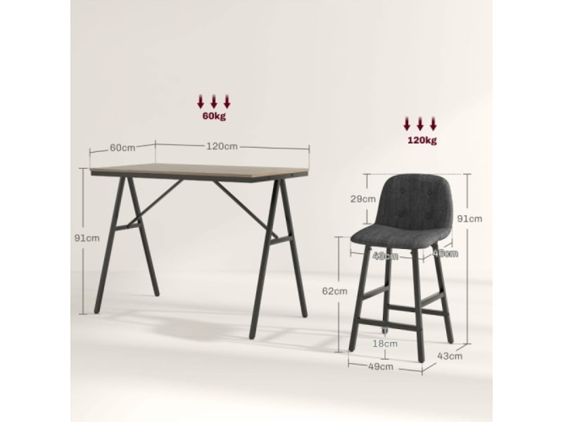  Chaise salle a manger ensemble 5 pièces bistrot, table + 4 chaises design, capitonnage boutonné, assise épaisse aspect li  - Conforama C