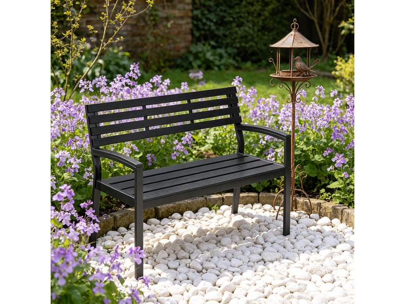  Banc de jardin élégant avec dossier, banc extérieur style parc  - Conforama E