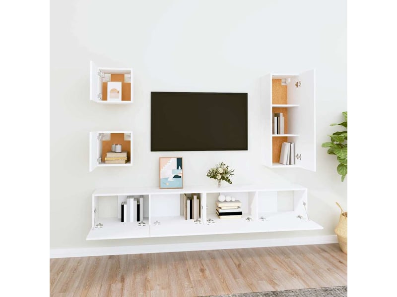  Ensemble de meubles tv 5 pcs blanc bois d'ingénierie shl79770  - Conforama C