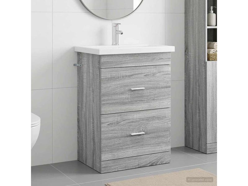 Ensemble de mobilier de salle de bain sonoma gris shl3774 - Conforama B