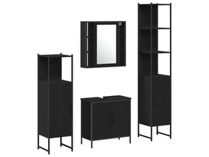 Ensemble de mobilier de salle de bain 4 pièces noir cf64559