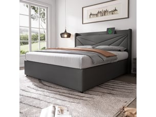 Lit avec rangement 180x200 cm    coloris gris