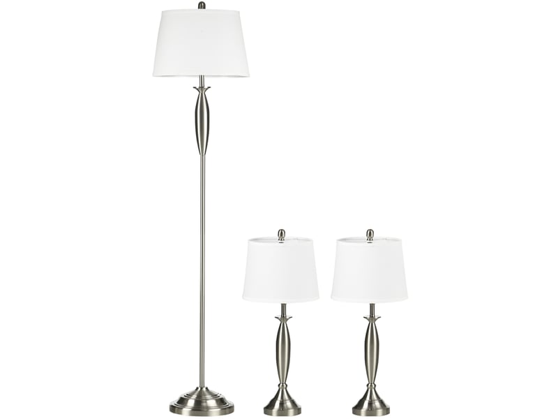 Ensemble de lampes 3 pièces 38x162 cm moderne métal argent et blanc  - Conforama A