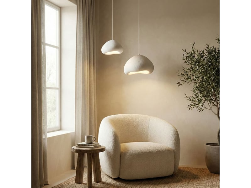  Luminaire design 2 suspensions en fibre de verre blanc marine  - Conforama B