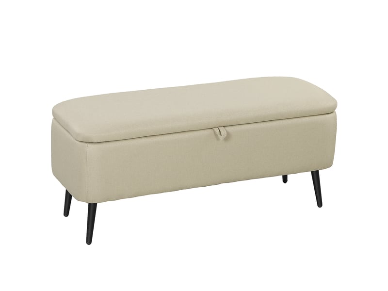  Banc banquette coffre de rangement 2 en 1 en tissu avec pieds en acier noir beige 102 x 40 x 39,5 cm  - Conforama B