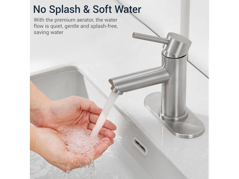  Robinet de lavabo en acier inoxydable, monotrou et monocommande (compatible camping-car), installation sur plage 16cm Washbasin faucet - Conforama B