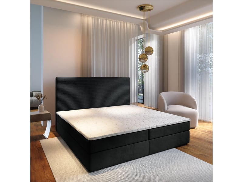 Boxspring giarro 200x200 cm, lit complet avec matelas, noir - Conforama B