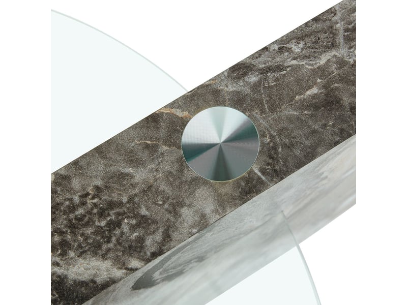  Table basse verre de sécurité structure à deux niveaux effet marbre rond plateau support mdf motif marbre gris couleurs variées  - Conforama D