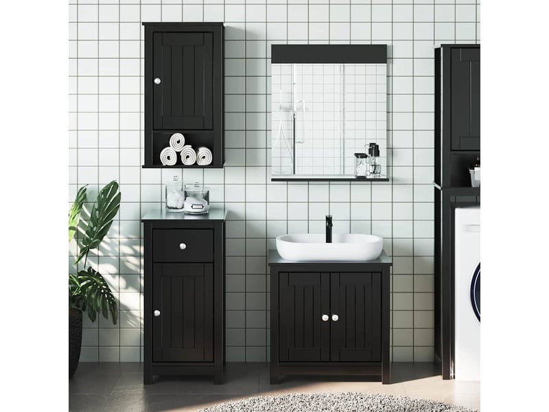  Ensembles de salle de bain, meubles de salle de bain 3 pcs berg noir bois de pin massif cf64776  - Conforama B